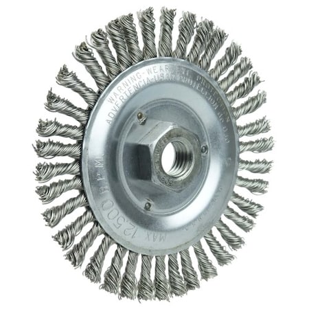 Weiler Wolverine 5" Knot Wire Wheel, Twist, .020" Fill, 5/8"-11 UNC Nut 36296